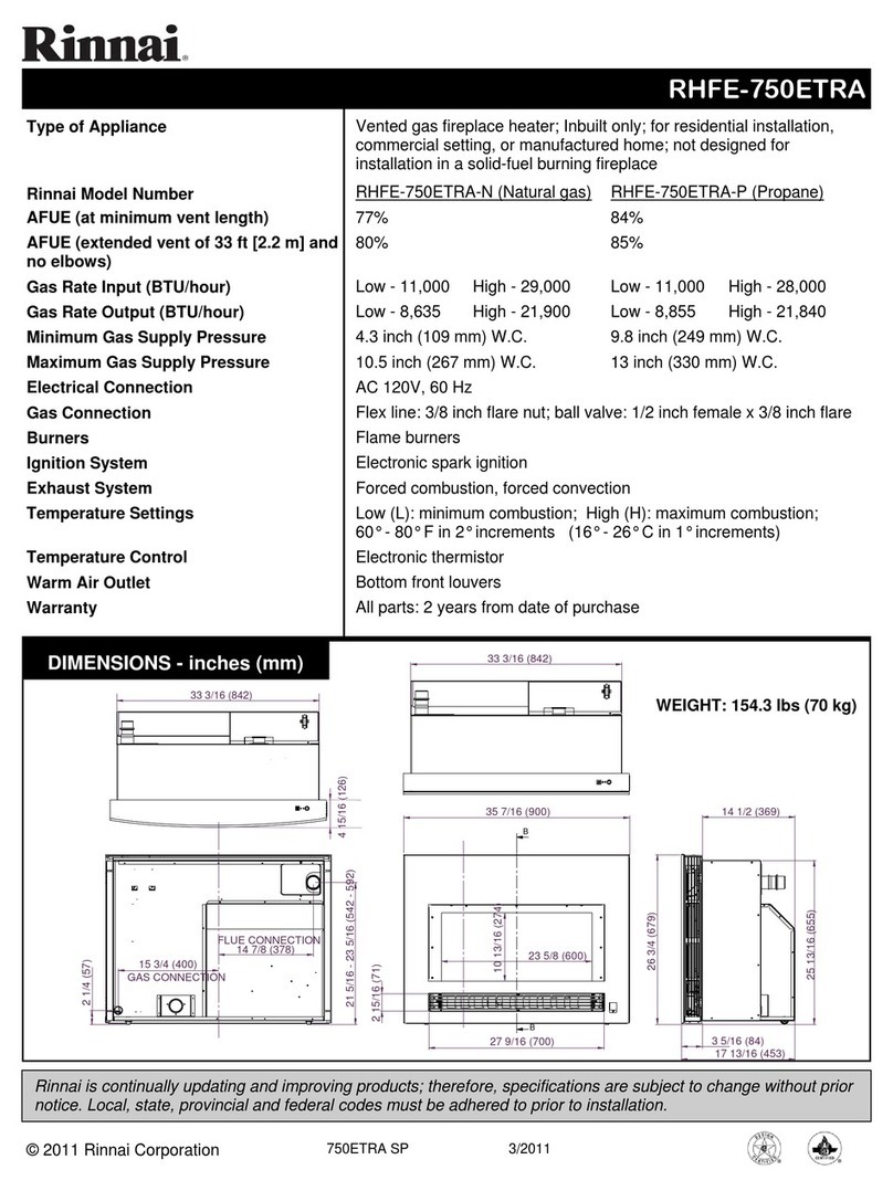 Rinnai RHFE-750ETRA Specifications Rinnai RHFE-750ETRA Specifications