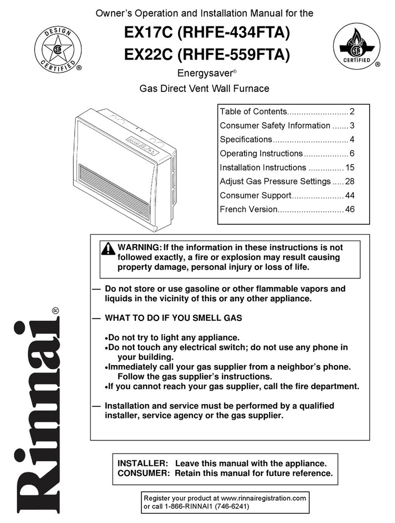 Rinnai Energysaver EX17C Operation and installation manual