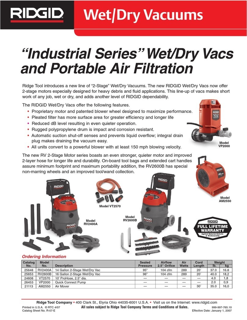 RIDGID RV2400A Specification sheet