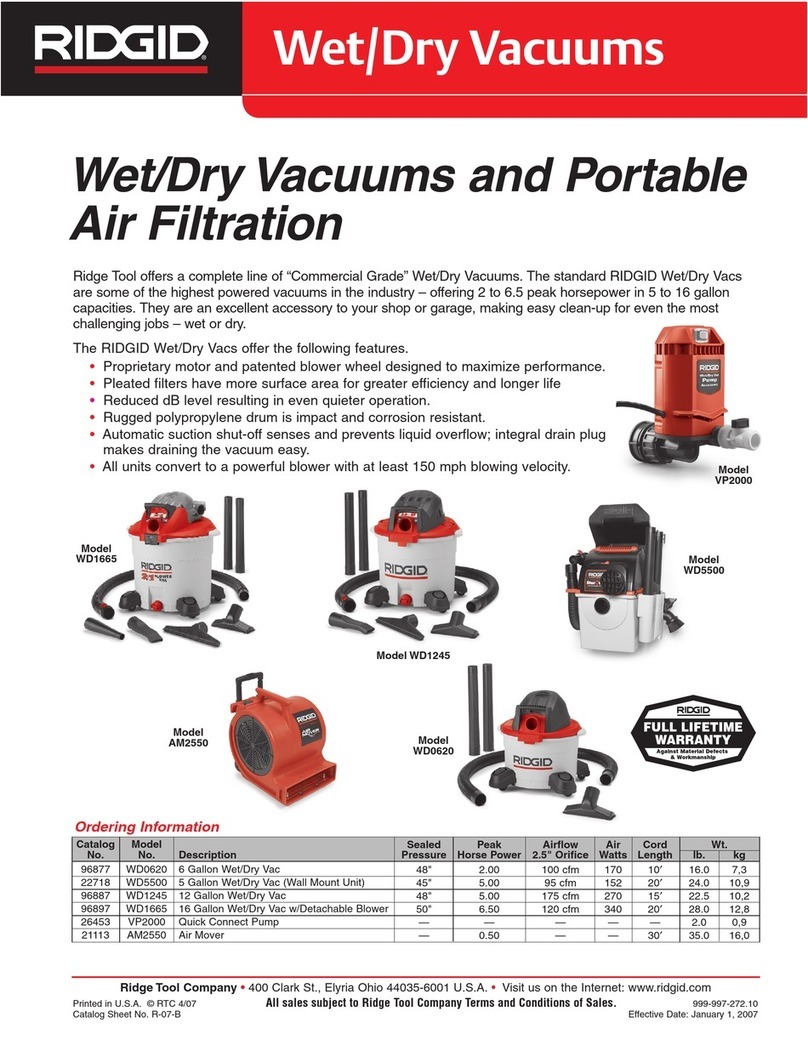 RIDGID WD0620 Specification sheet