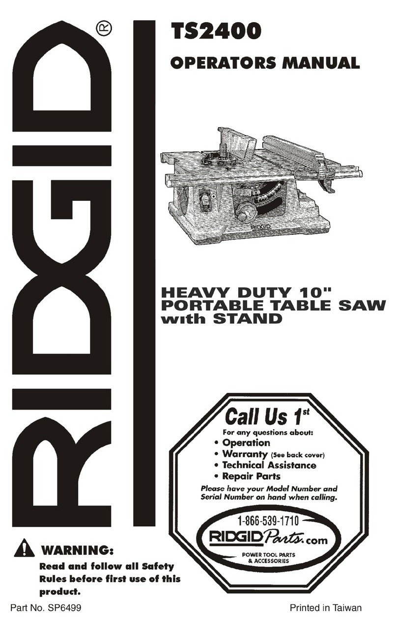 RIDGID Table Saw user guide