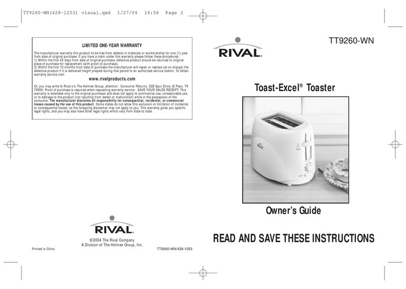 Rival TOAST-EXCEL TT9260-WN User manual