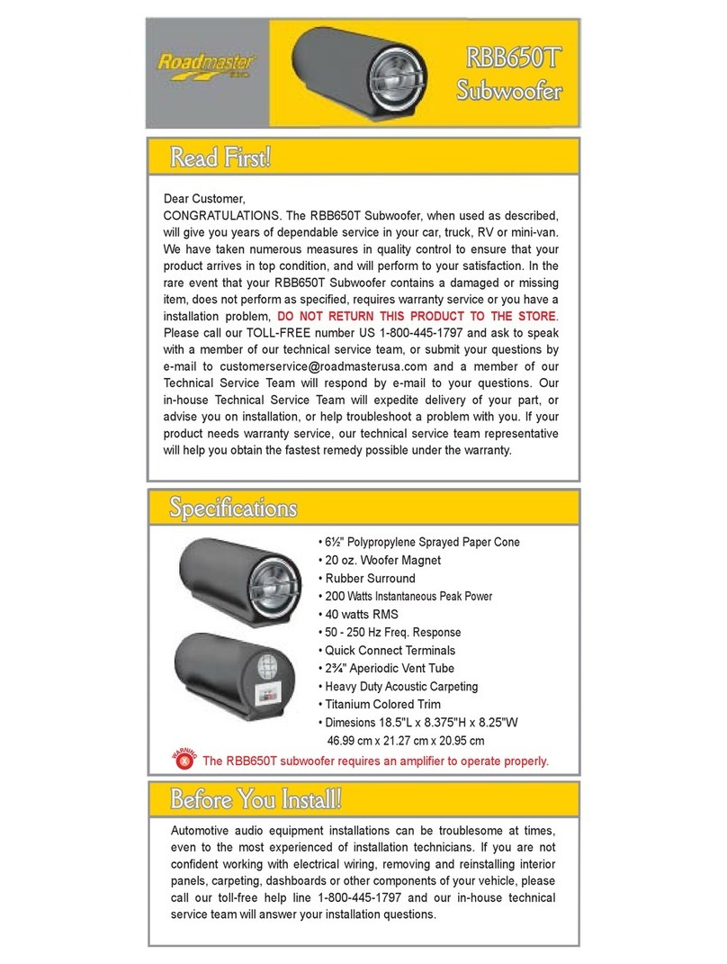 Roadmaster RBB650T owner's manual
