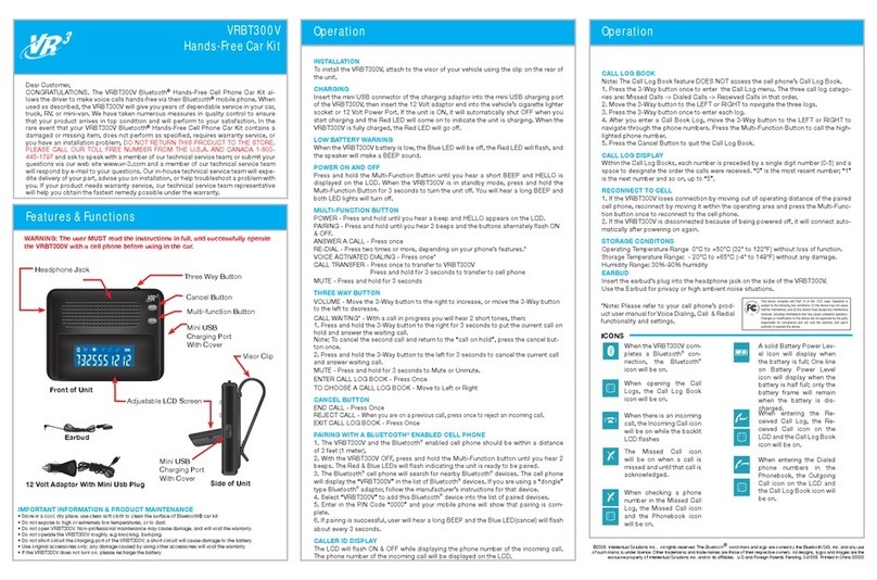 Virtual Reality Hands-Free Car Kit VRBT300V product manual