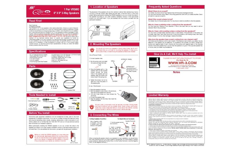 Roadmaster 6x 93-way Speakers VRS693 installation manual