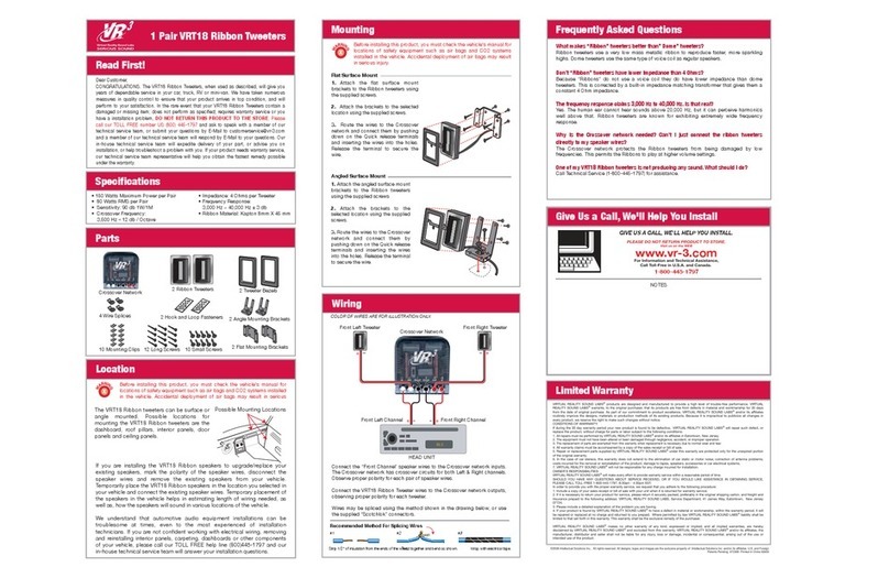 Roadmaster Ribbon Tweeters VRT18 product manual