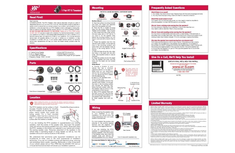 Roadmaster VR3 RT15 installation manual