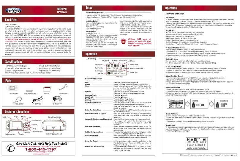 Roadmaster MP3 Player MP320 owner's manual