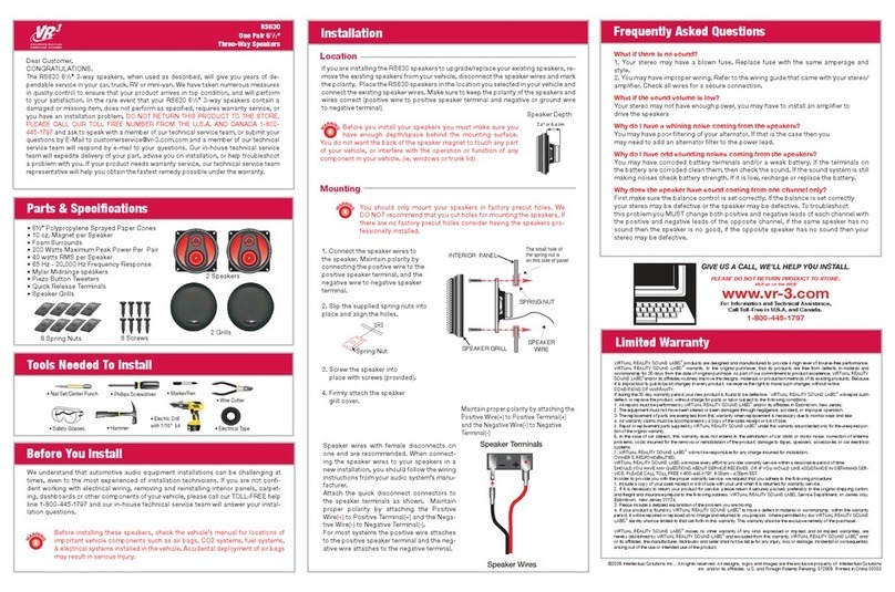 Roadmaster 3-way Speakers RS630 installation manual