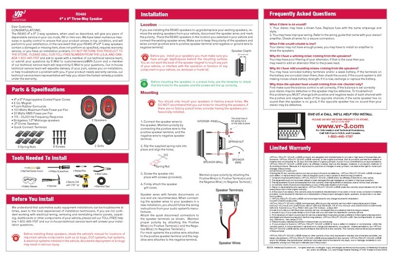 Roadmaster 3-Way Speakers RS460 installation manual
