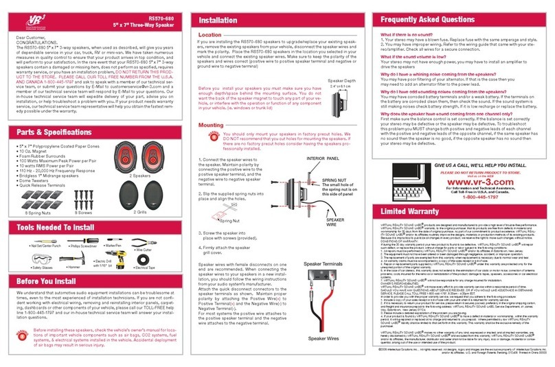 Roadmaster 3-way Speakers RS570-680 installation manual