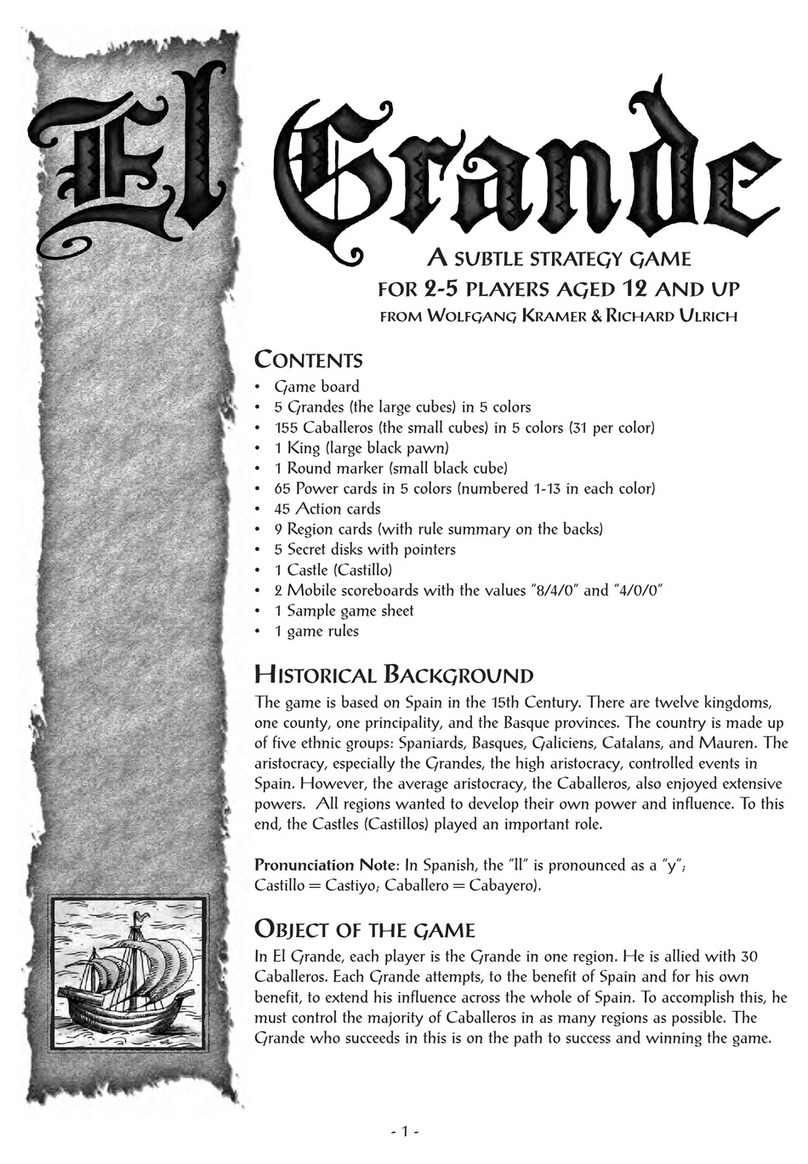 Rio Grande Games El Grande Decennial 80 owner's manual