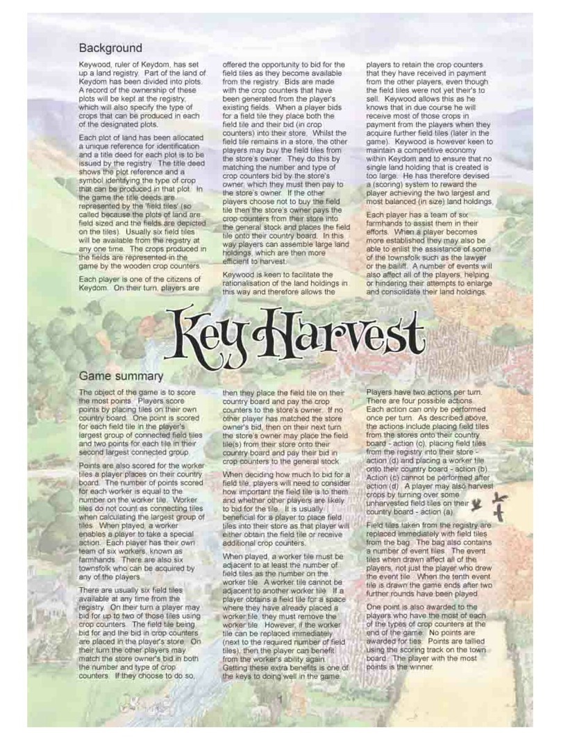 Rio Grande Games Key Harvest 227 owner's manual