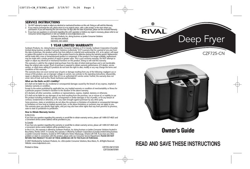 Rival CZF725-CN User manual Rival CZF725-CN User manual