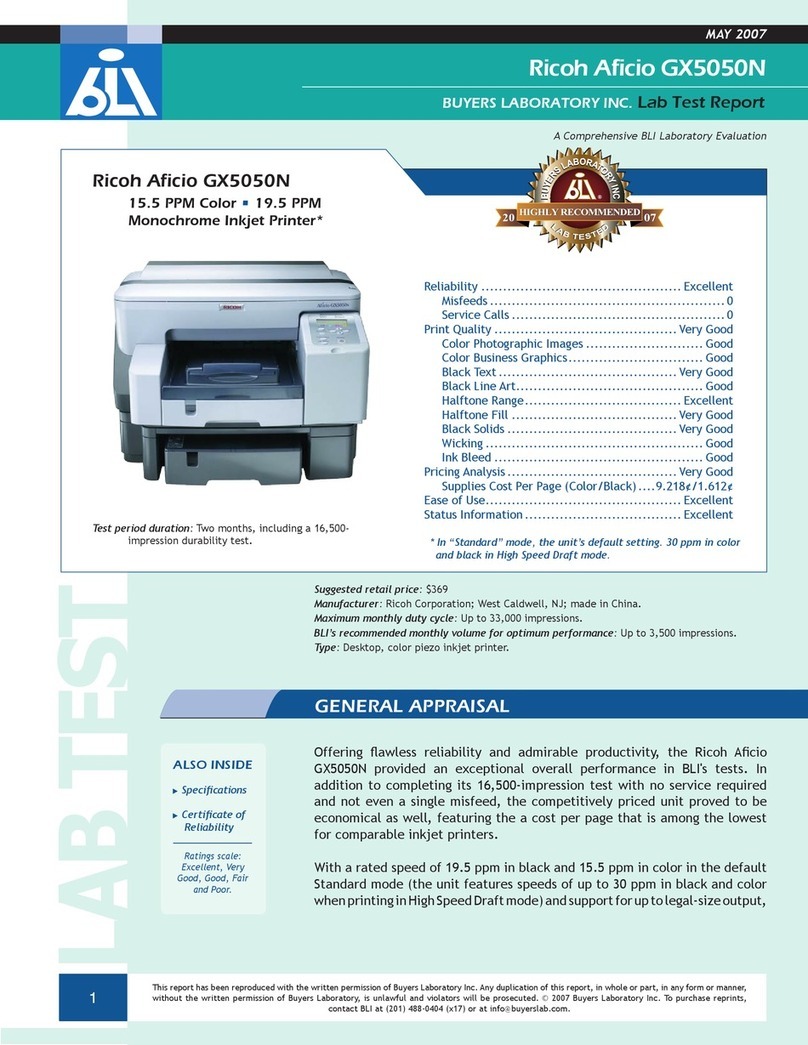 Ricoh GX5050N - Aficio Color Inkjet Printer User manual