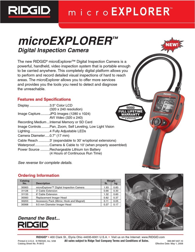 RIDGID Digital Inspection Camera microEXPLORER Specification sheet