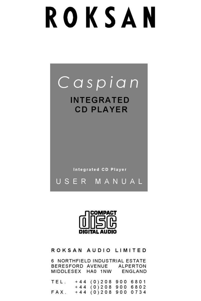 Roksan Audio Caspian INTEGRATED CD PLAYER user manual