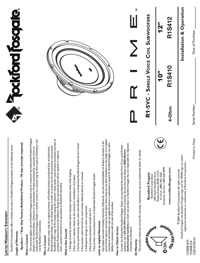 Rockford Fosgate Prime R1S410 User manual