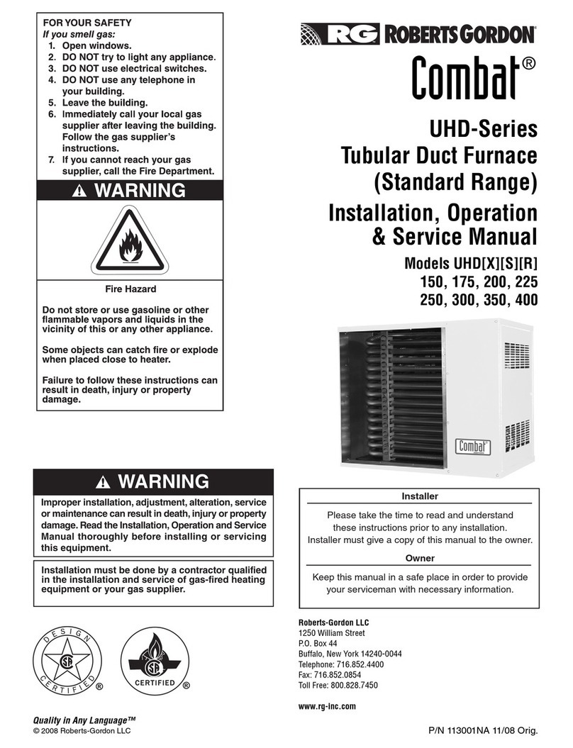 Roberts Gorden UHD[X][S][R] 150 Installation & operation