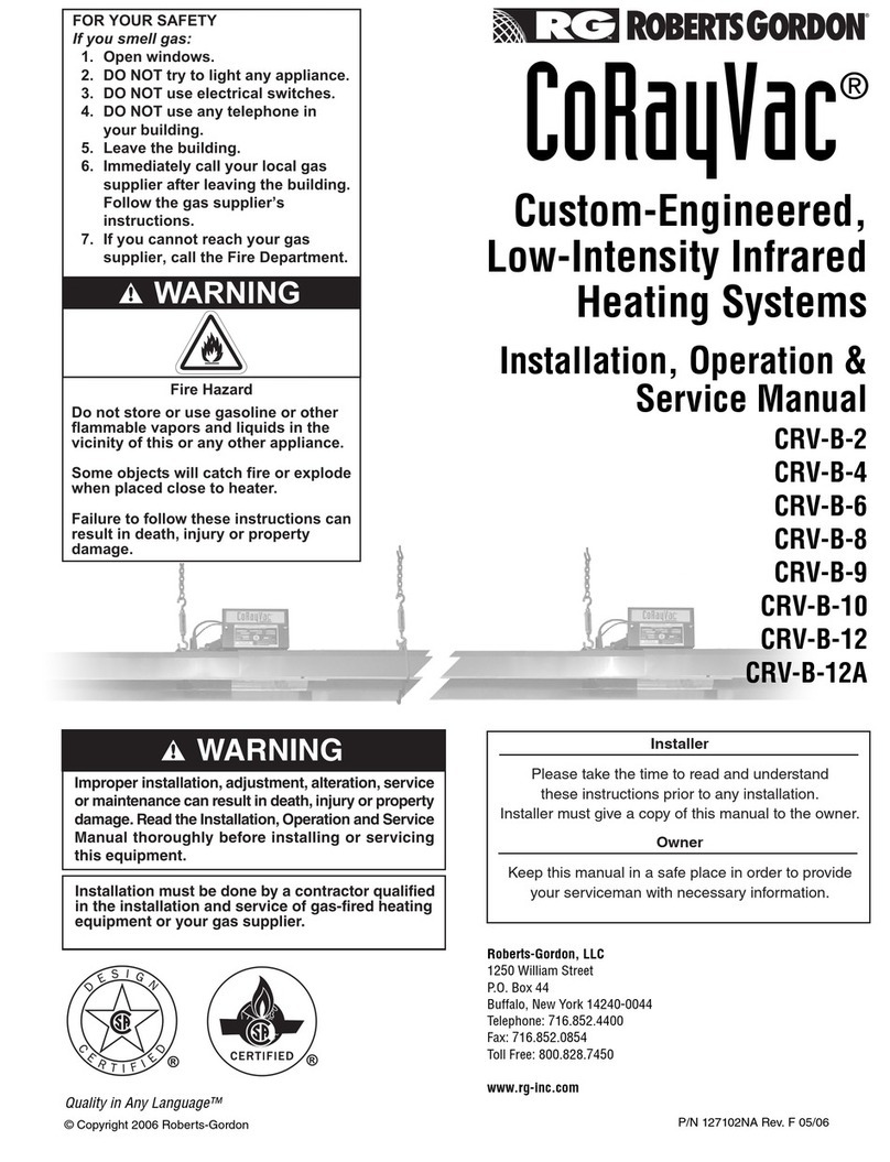 Roberts Gorden CoRayVac CRV-B-12 Installation & operation