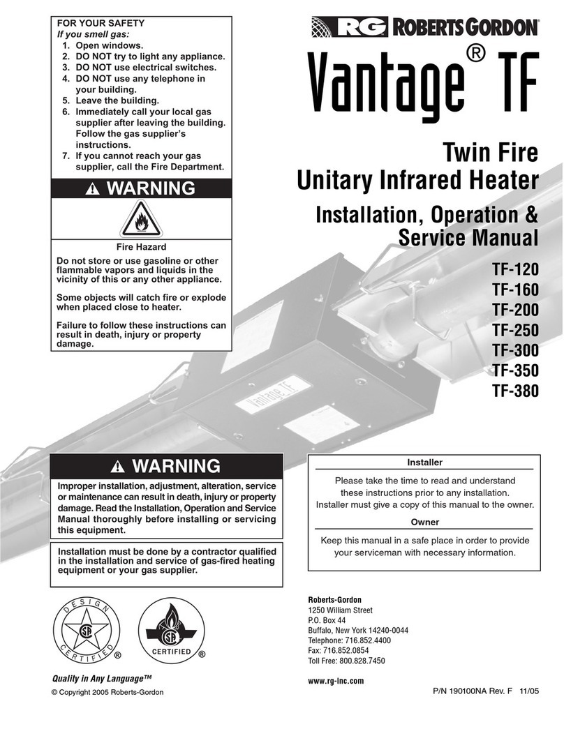 Roberts Gorden Vantage TF TF-200 Installation & operation