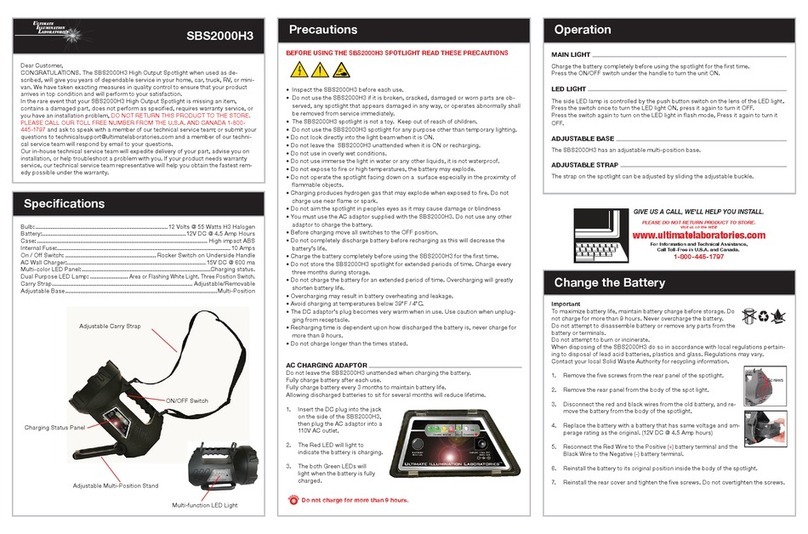 Ultimate Illumination Laboratories SBS2000H3 manual