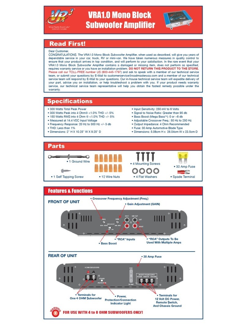 Virtual Reality Block Subwoofer Amplifier VRA1.0 instruction manual