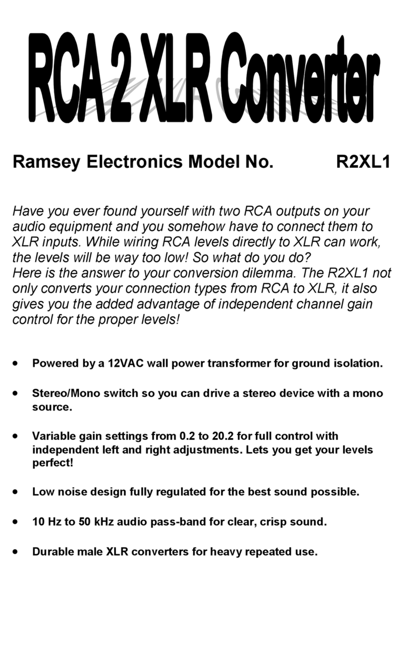 Ramsey Electronics RCA to XLR Converter R2XL1 instruction manual Ramsey Electronics RCA to XLR Converter R2XL1 instruction manual