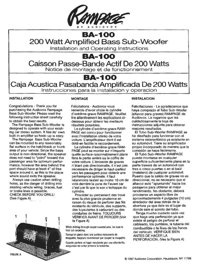 Audiovox BA-100 User manual