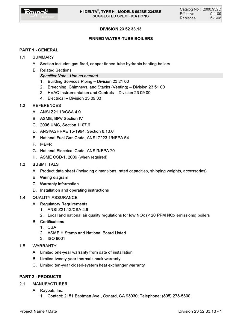 Raypak 2342BE User manual