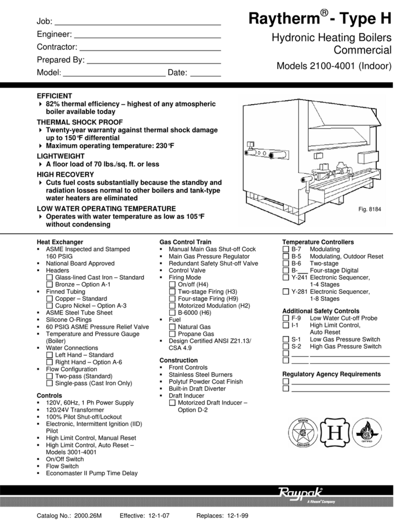 Raypak Raytherm H-2100 User manual