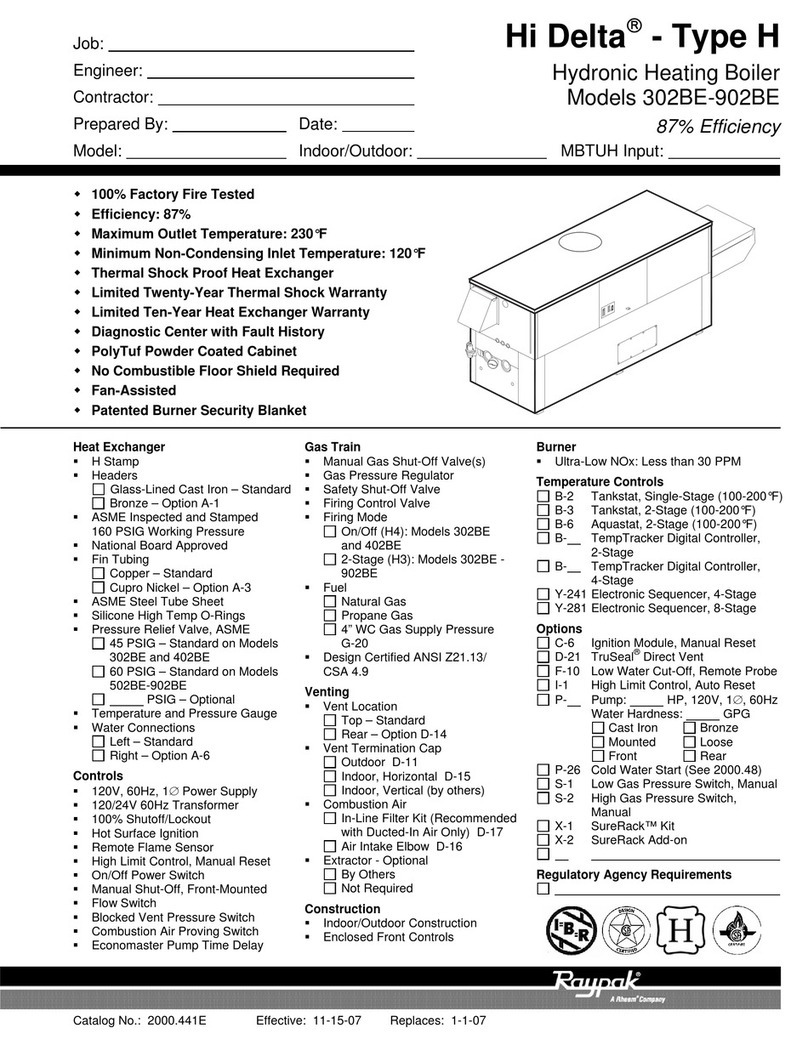 Raypak 302BE-902BE Specifications Raypak 302BE-902BE Specifications