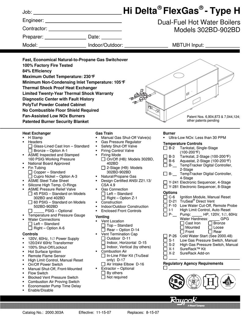 Raypak FlexGas 302BD Specifications