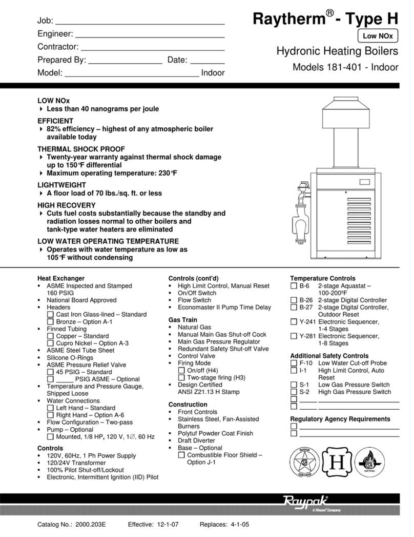 Raypak Raytherm H-181 User manual