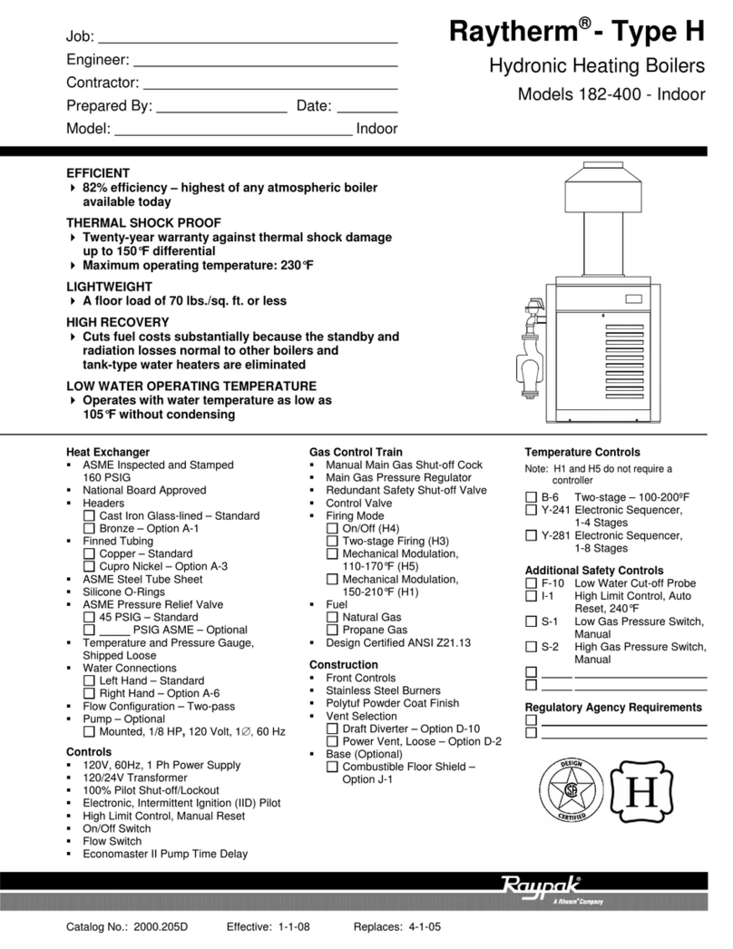 Raypak Raytherm H-182 User manual