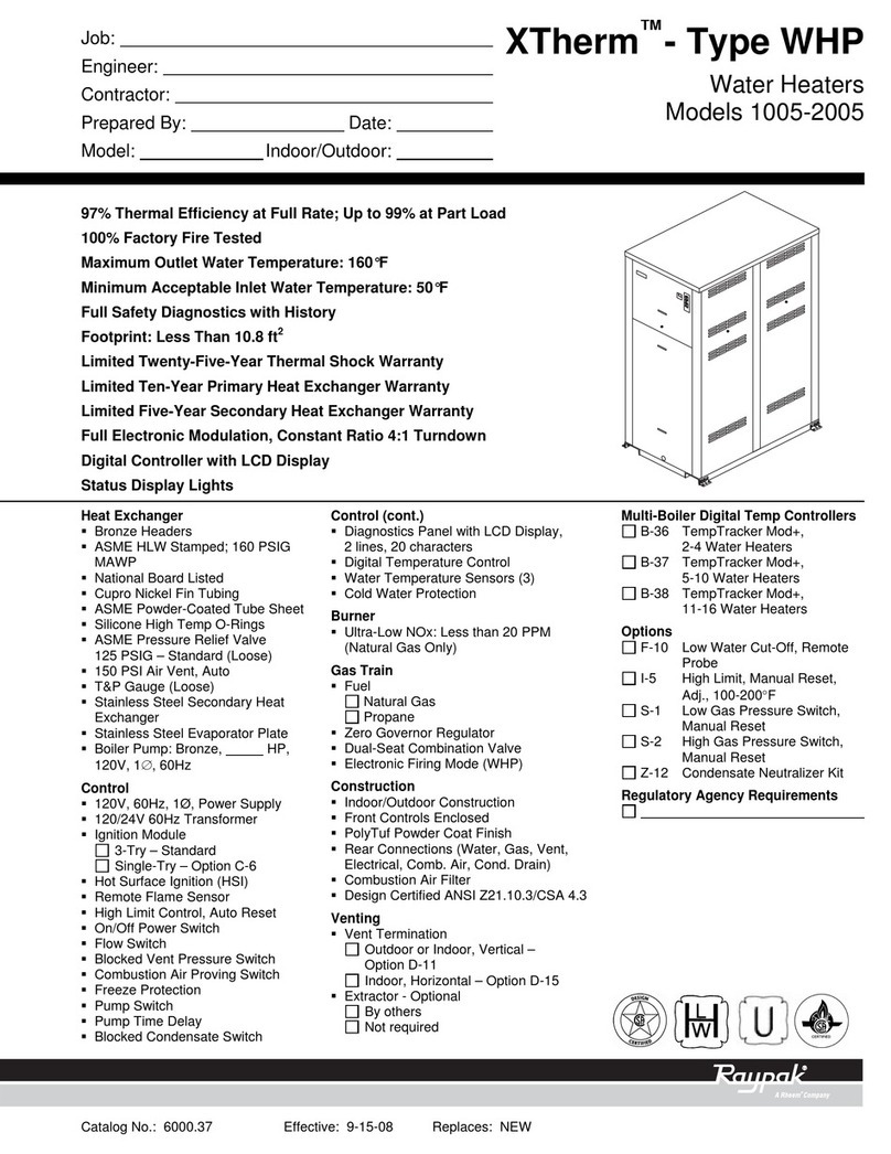 Raypak 1005-2005 User manual