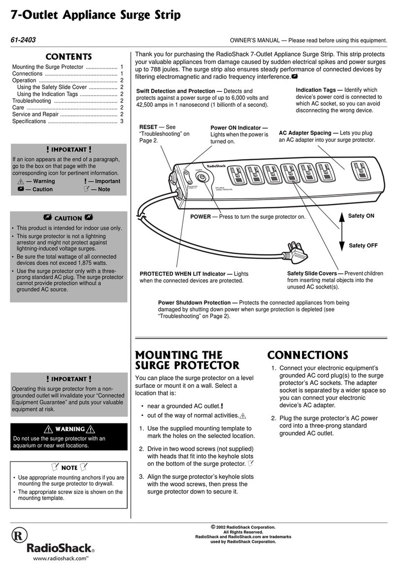 Radio Shack Surge Protector owner's manual Radio Shack Surge Protector owner's manual