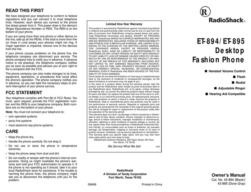 Radio Shack ET-894 User manual