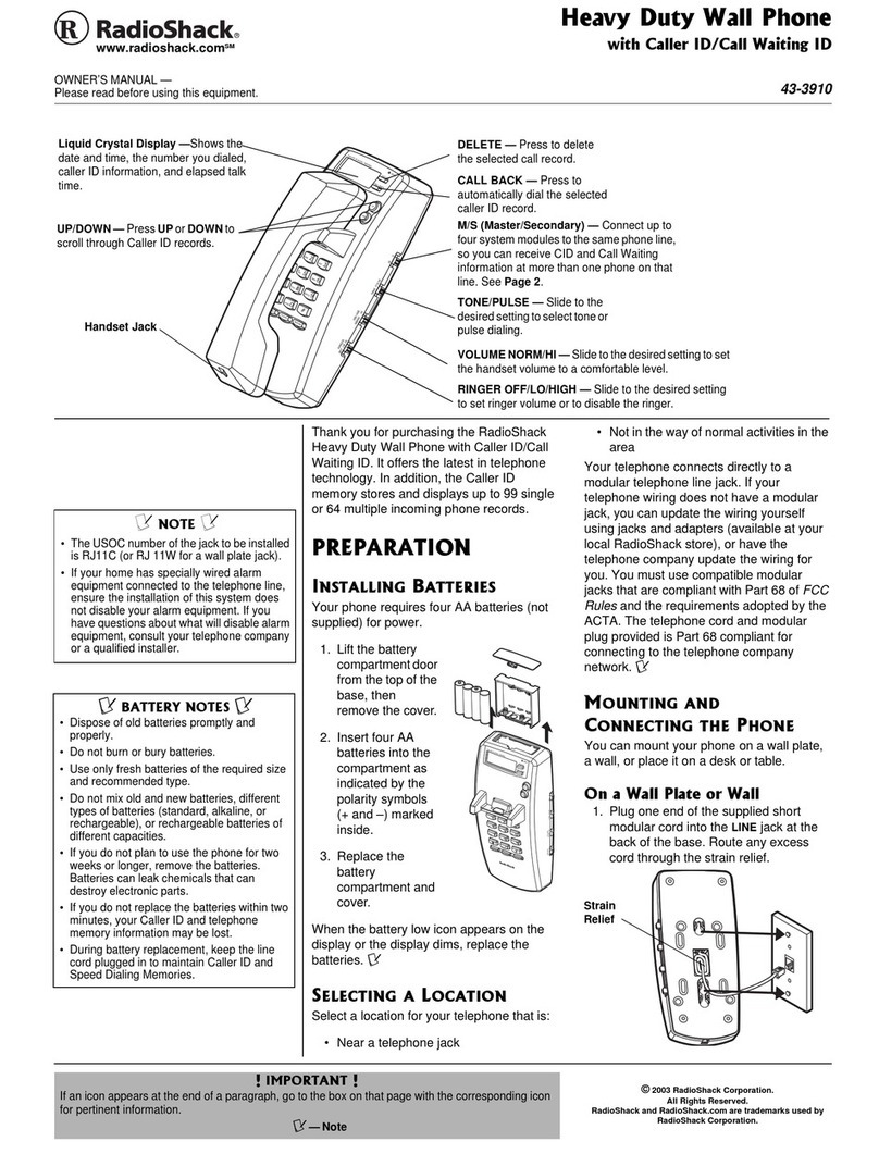 Radio Shack 43-3910 owner's manual