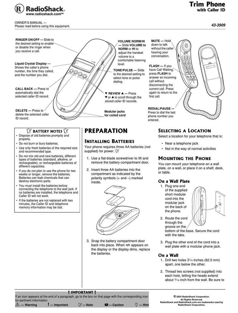 Radio Shack 43-3909 owner's manual