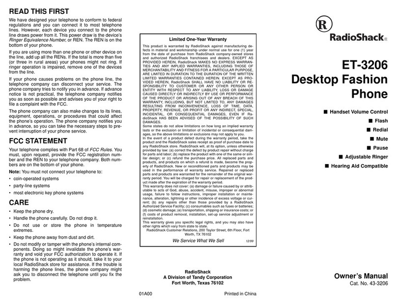 Radio Shack 43-3206 User manual Radio Shack 43-3206 User manual