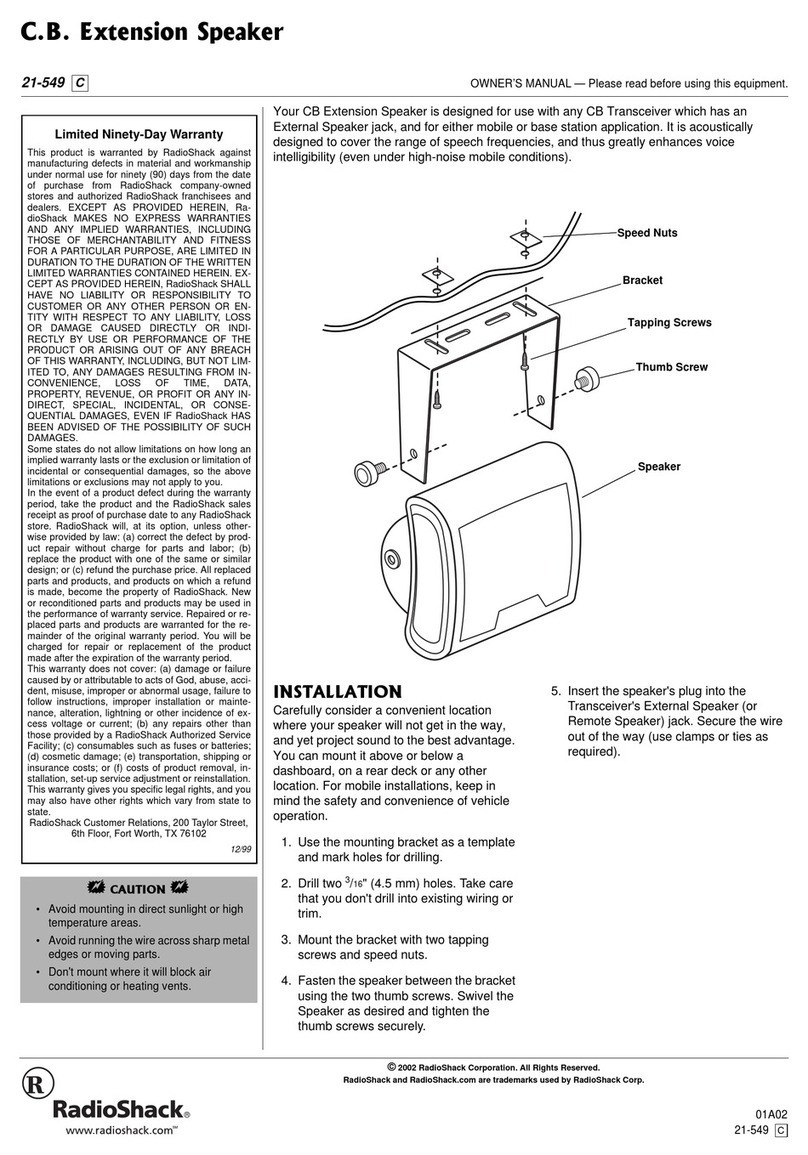 Radio Shack 21-549 owner's manual