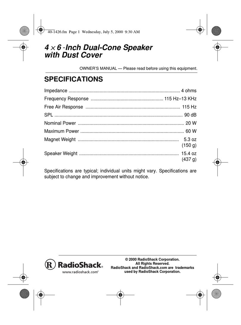 Radio Shack 40-1426 owner's manual
