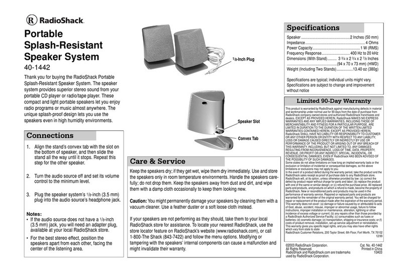 Radio Shack 40-1442 User manual Radio Shack 40-1442 User manual