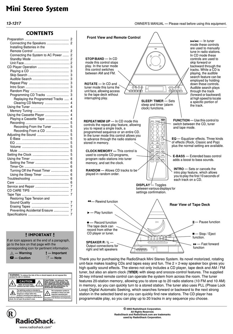 Radio Shack 13-1317 owner's manual