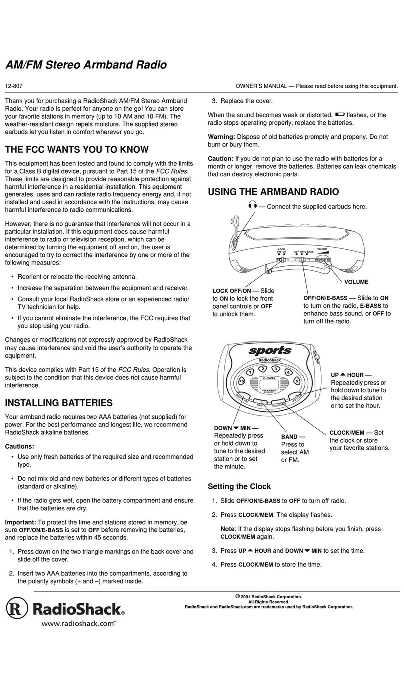 Radio Shack 12-807 owner's manual
