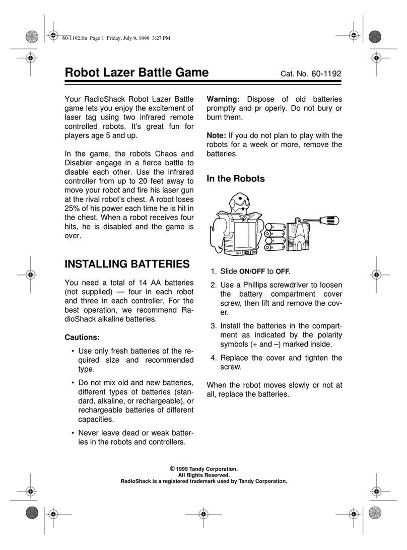 Radio Shack ROBOT LAZER BATTLE GAME 60-1192 user manual
