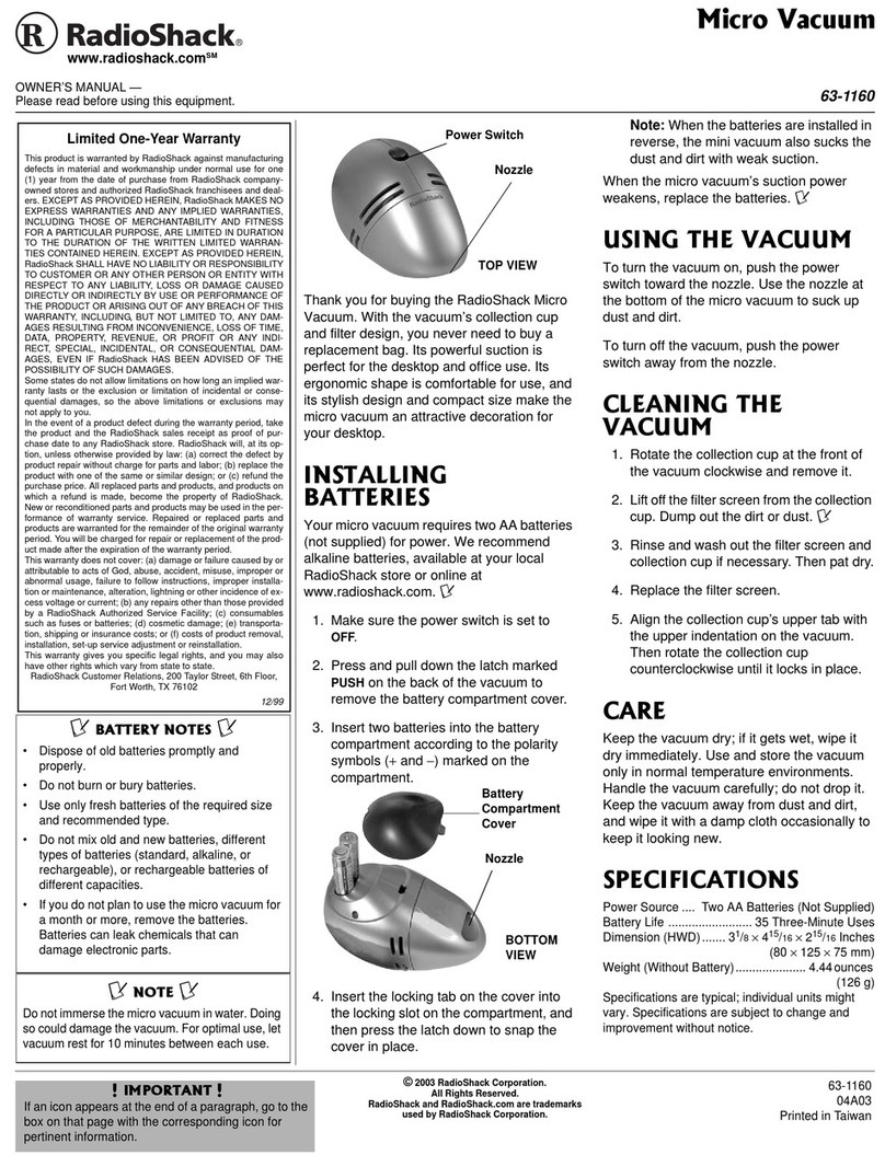 Radio Shack 63-1160 owner's manual