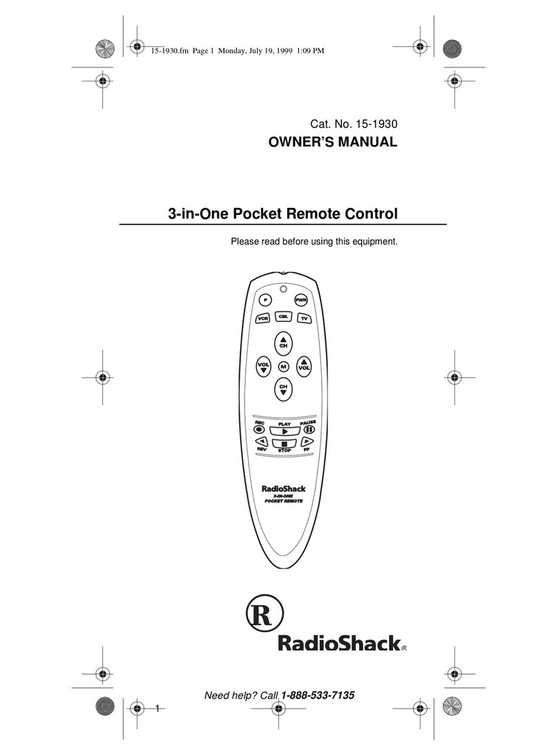 Radio Shack 3-in-One Pocket Remote User manual Radio Shack 3-in-One Pocket Remote User manual