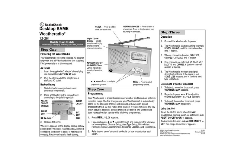 Radio Shack 12-261 quick start guide